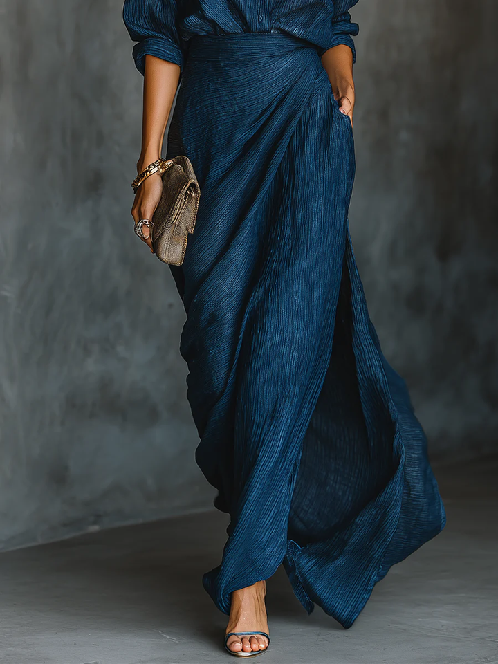 Sky | Shirt and Long Skirt Set