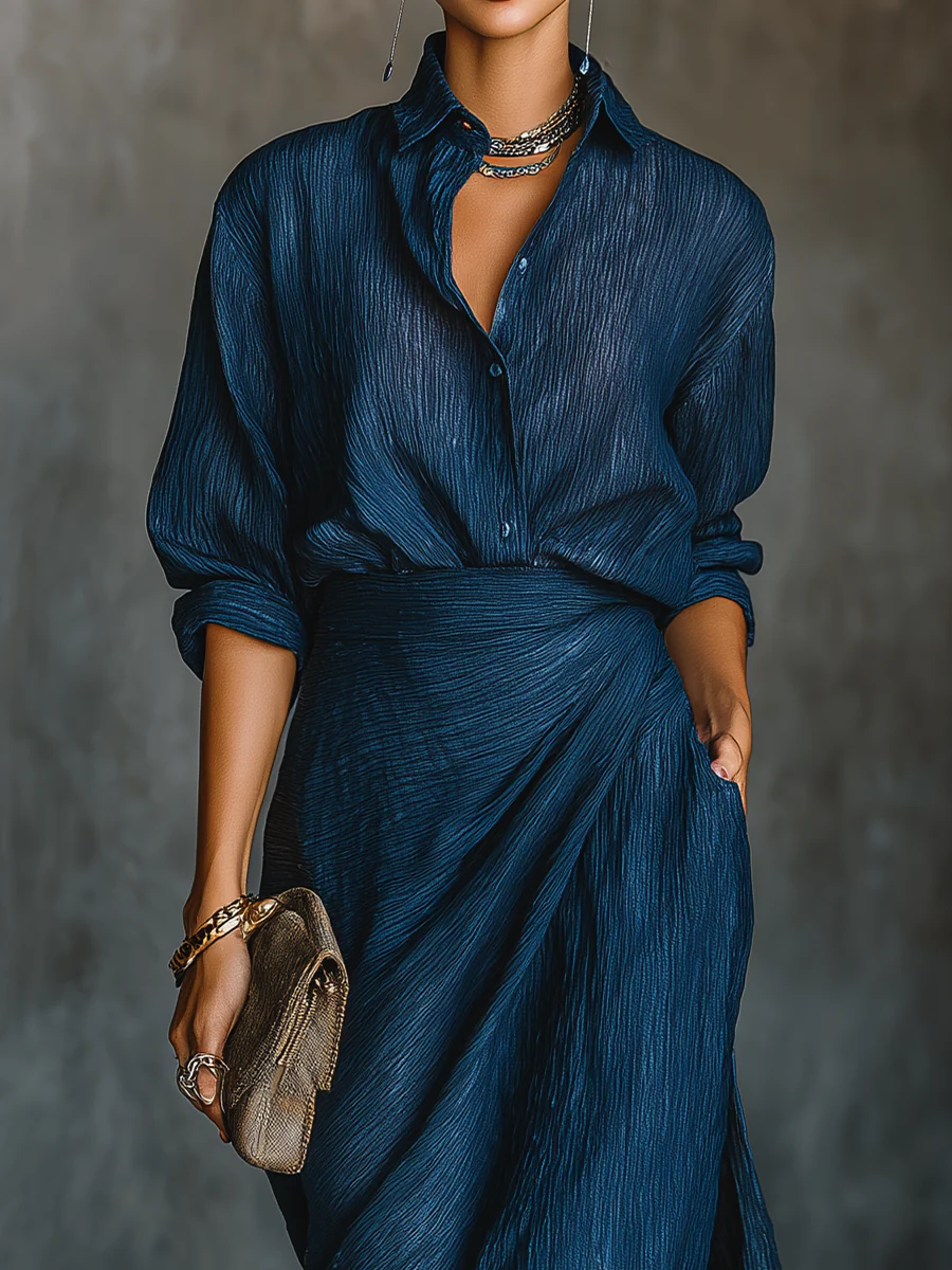 Sky | Shirt and Long Skirt Set
