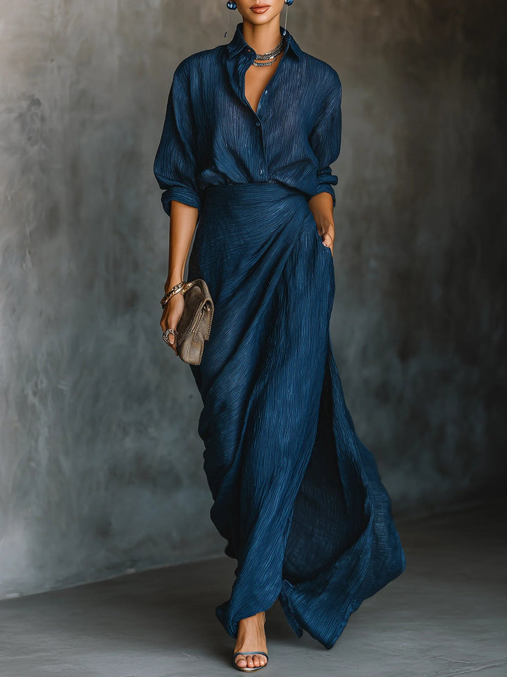 Sky | Shirt and Long Skirt Set