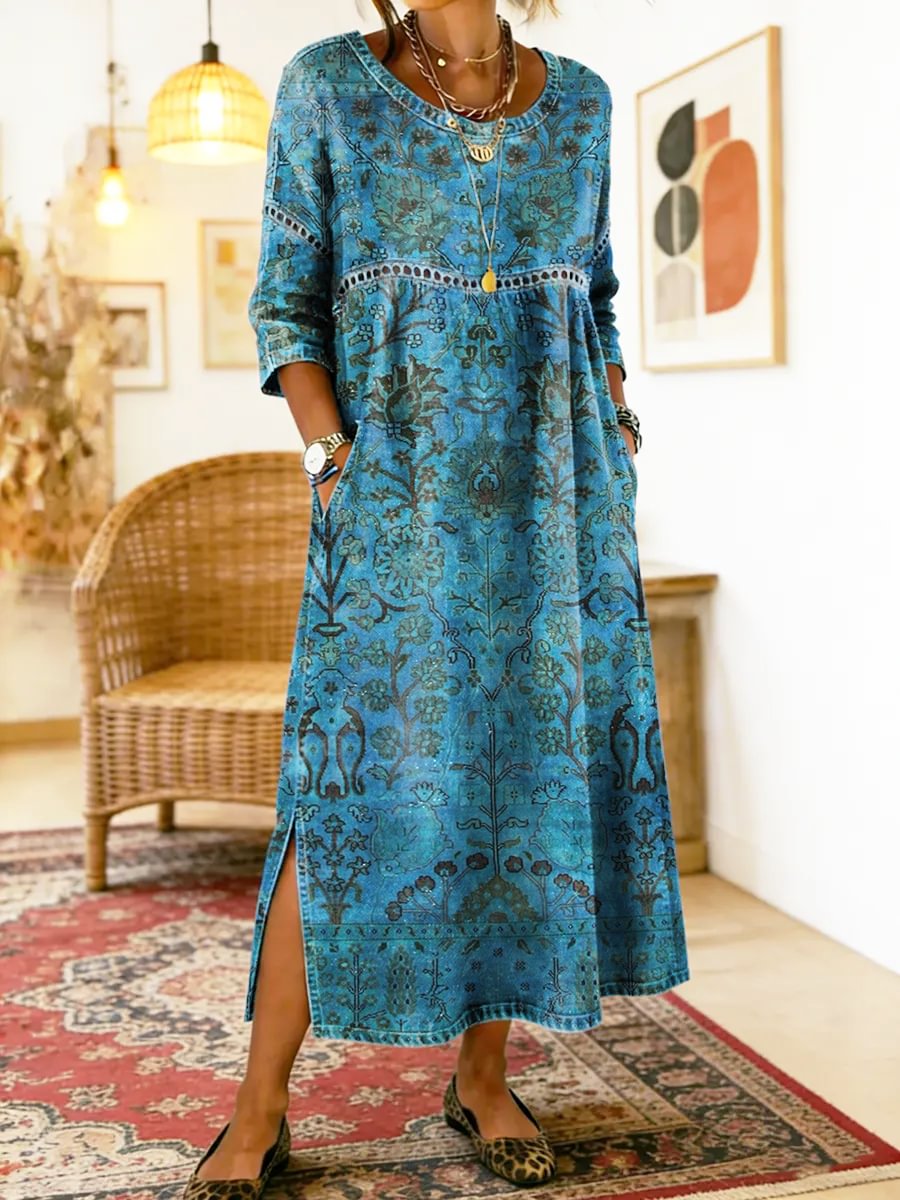 Monique | Blue-Toned Printed Dress