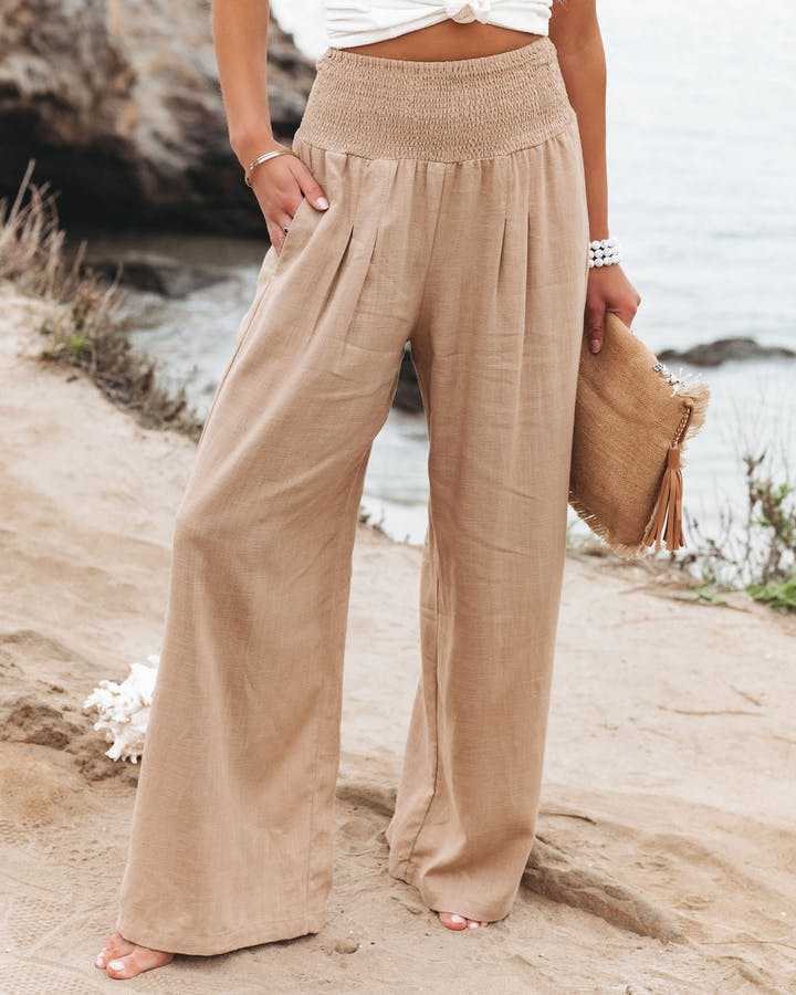 Deborah - Wide-Leg Pants with Smocked Waist