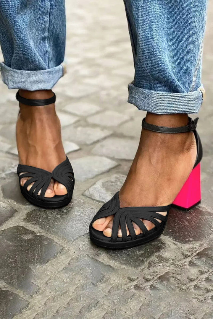 TWO-TONE HEEL SANDALS