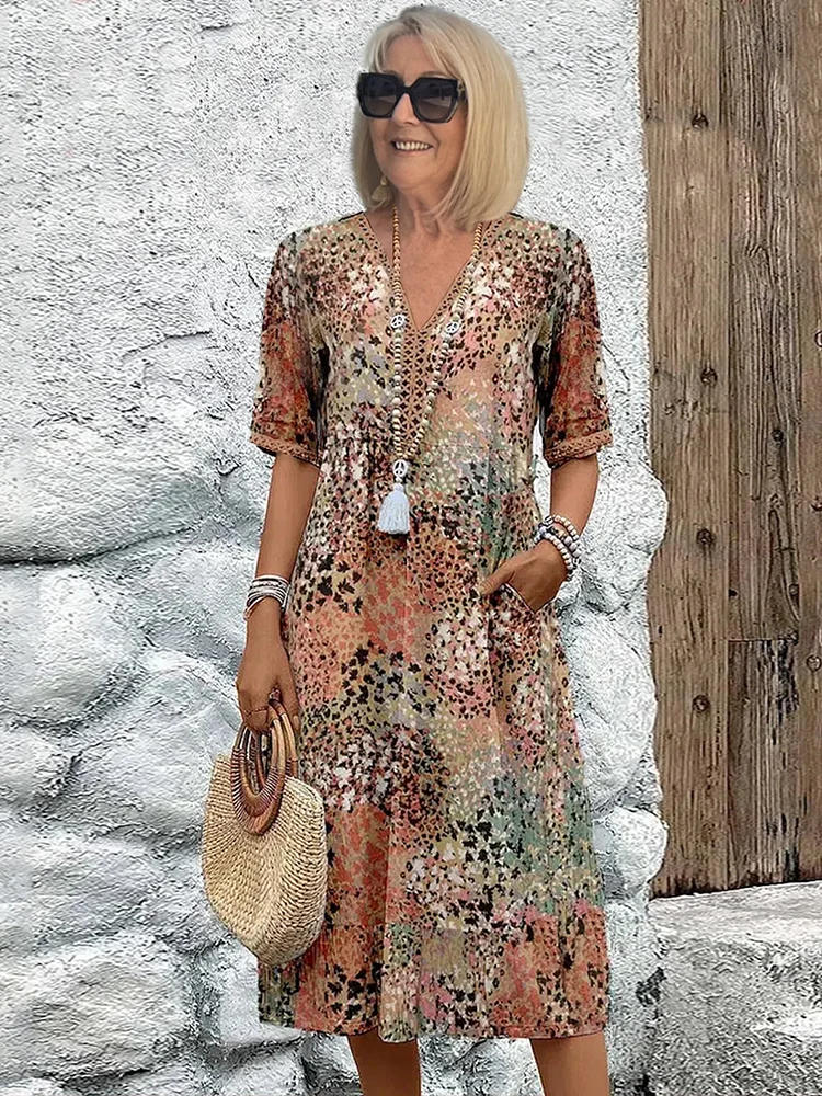 Roxanne™ | Vibrant Floral Wrap Midi Dress