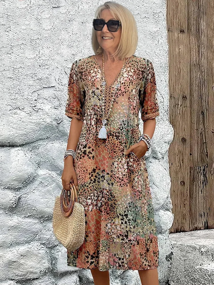 Roxanne™ | Vibrant Floral Wrap Midi Dress