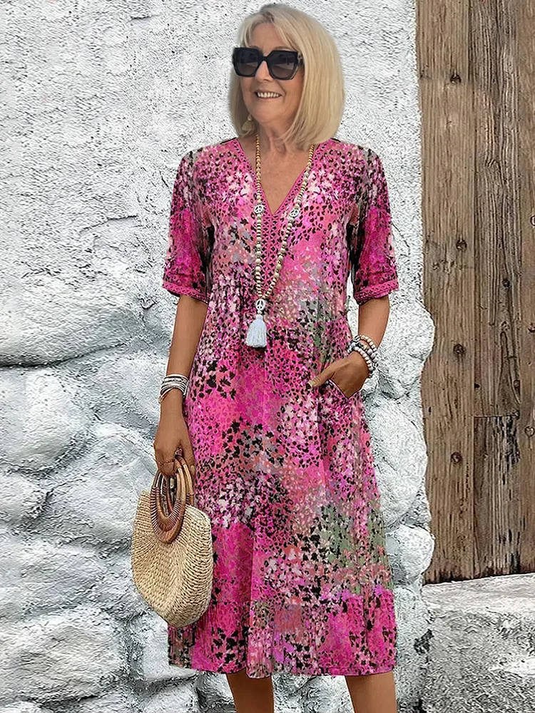 Roxanne™ | Vibrant Floral Wrap Midi Dress