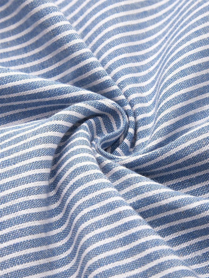 Hazel | Striped Midi Dress with Button Detail and Side Pockets