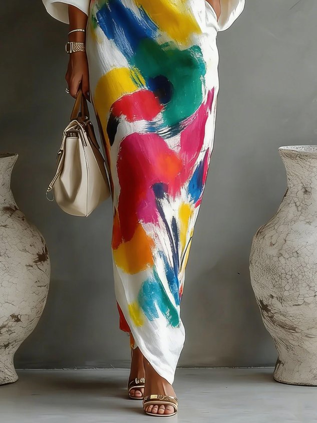 Davina | Robe Longue à Imprimé Abstrait