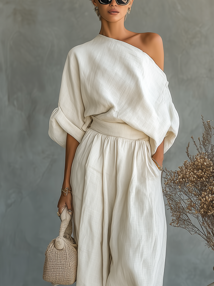 Lisa | Soft Off-Shoulder Top and Tapered Pants Set