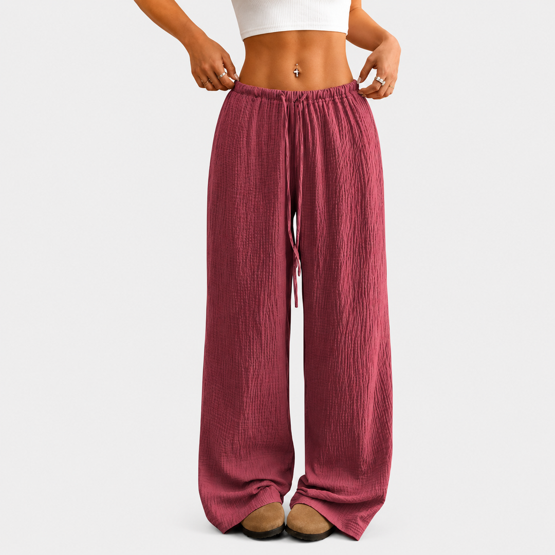 Pantalons Fluides Détendus en Bois de Rose