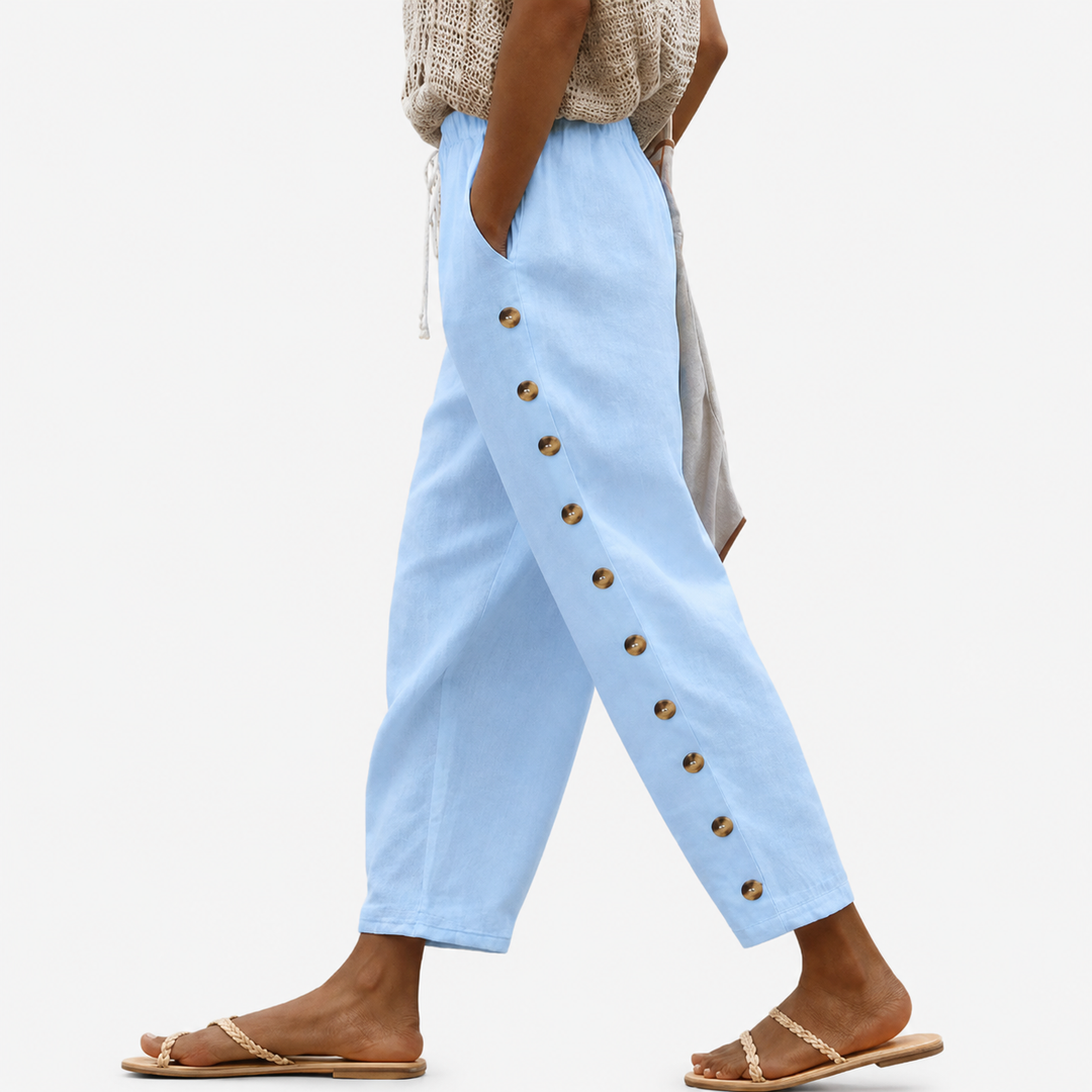 Pantalon Détail Bouton Côtier