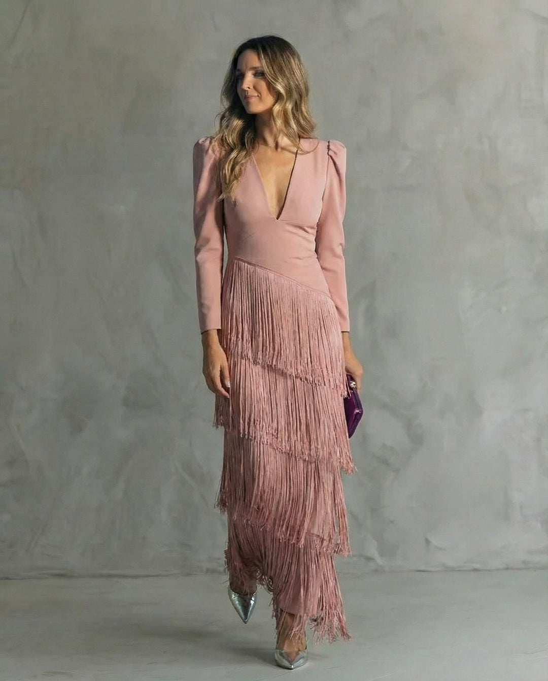 Lara | Elegant dress with fringe sleeves