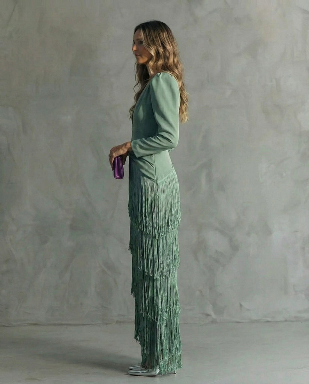 Louise | Elegant dress with fringe sleeves