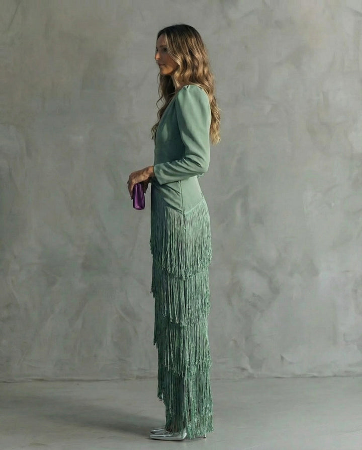 Claire | Elegant dress with fringe sleeves