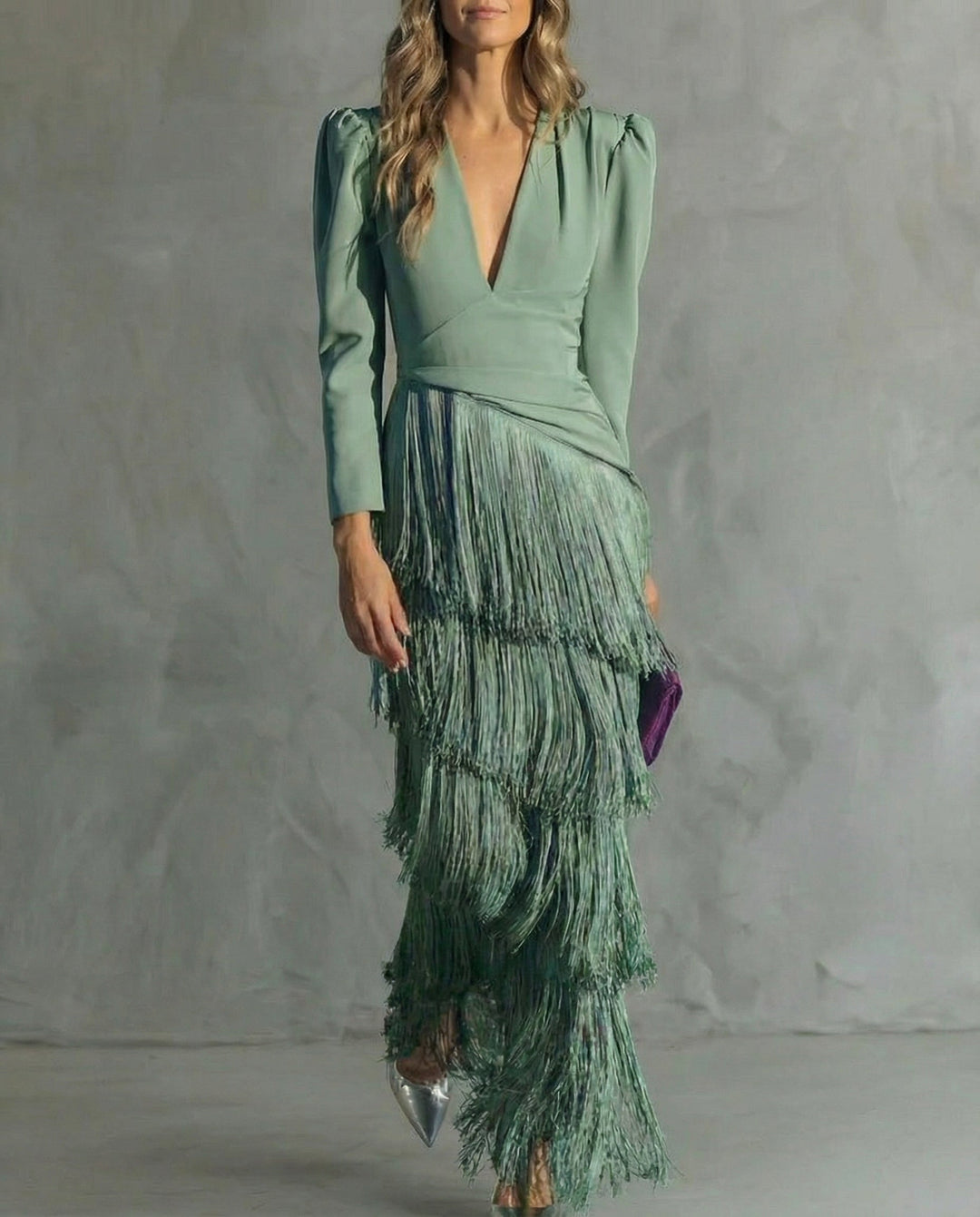 Louise | Elegant dress with fringe sleeves