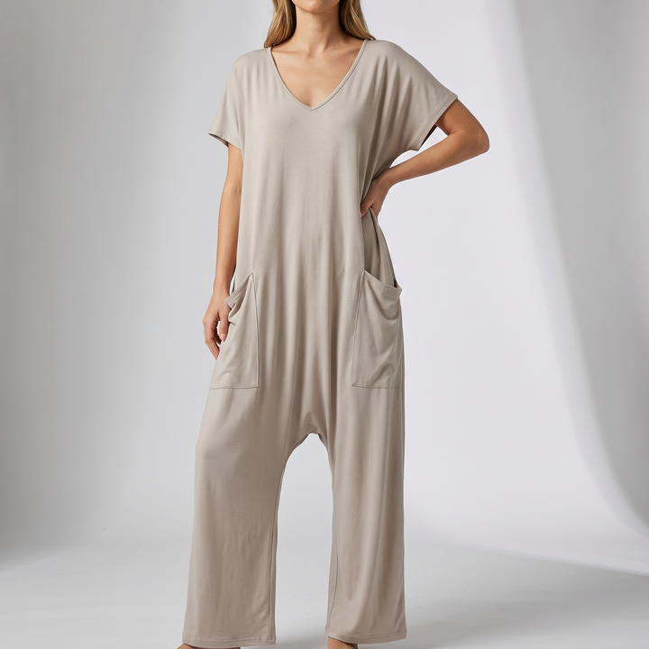 Elegant Wrap-Front Resort Style Jumpsuit