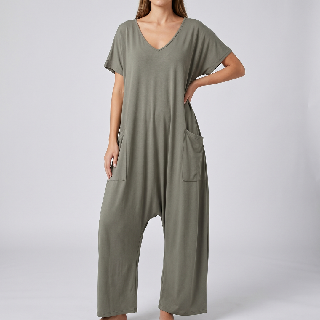 Elegant Wrap-Front Resort Style Jumpsuit