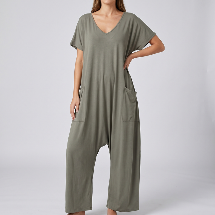 Elegant Wrap-Front Resort Style Jumpsuit