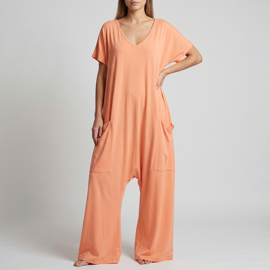 Elegant Wrap-Front Resort Style Jumpsuit