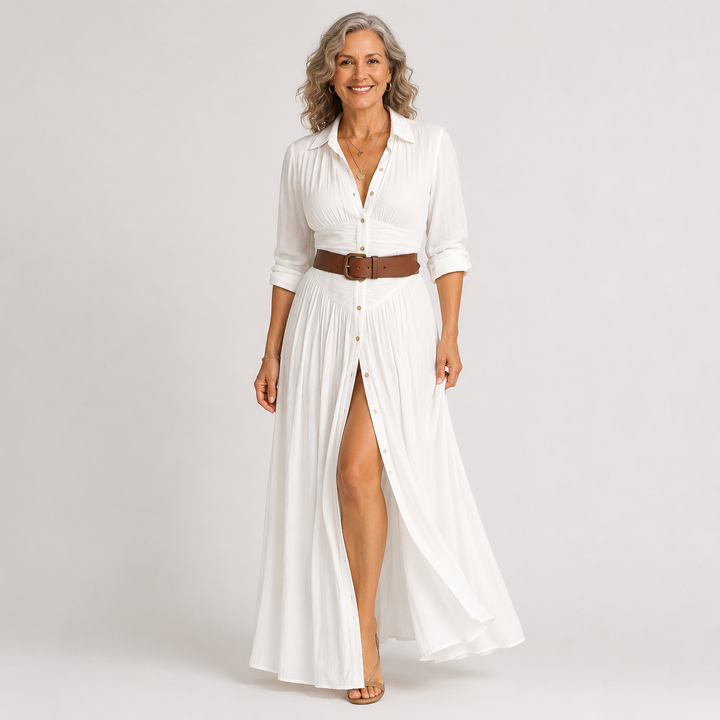 Lelivilia™ | Long Maxi Dress with Notched Collar