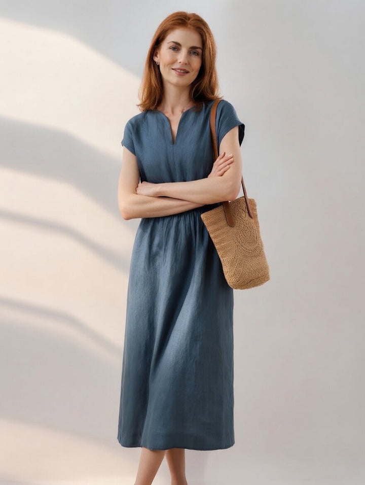 Lina — Fluid and Elegant Mixed Linen Dress