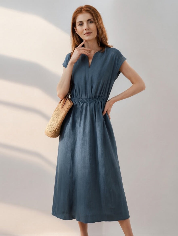 Lina — Fluid and Elegant Mixed Linen Dress