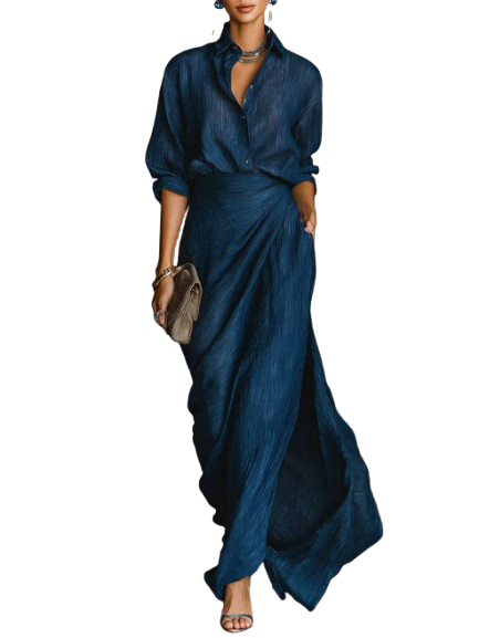 Sky | Shirt and Long Skirt Set