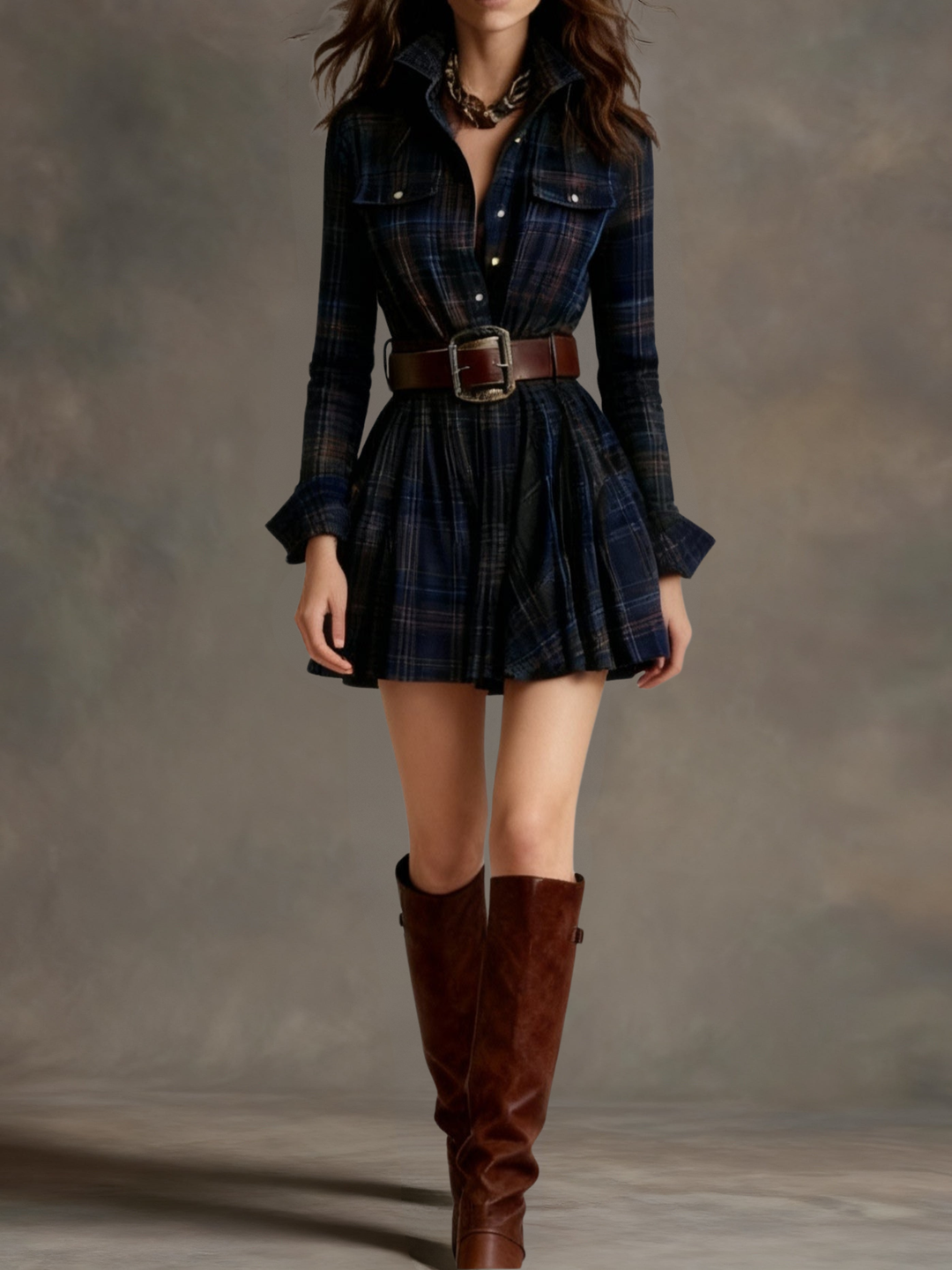 Bárbara | Short Plaid Shirt Dress