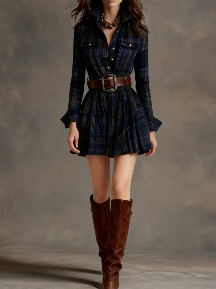 Bárbara | Short Plaid Shirt Dress