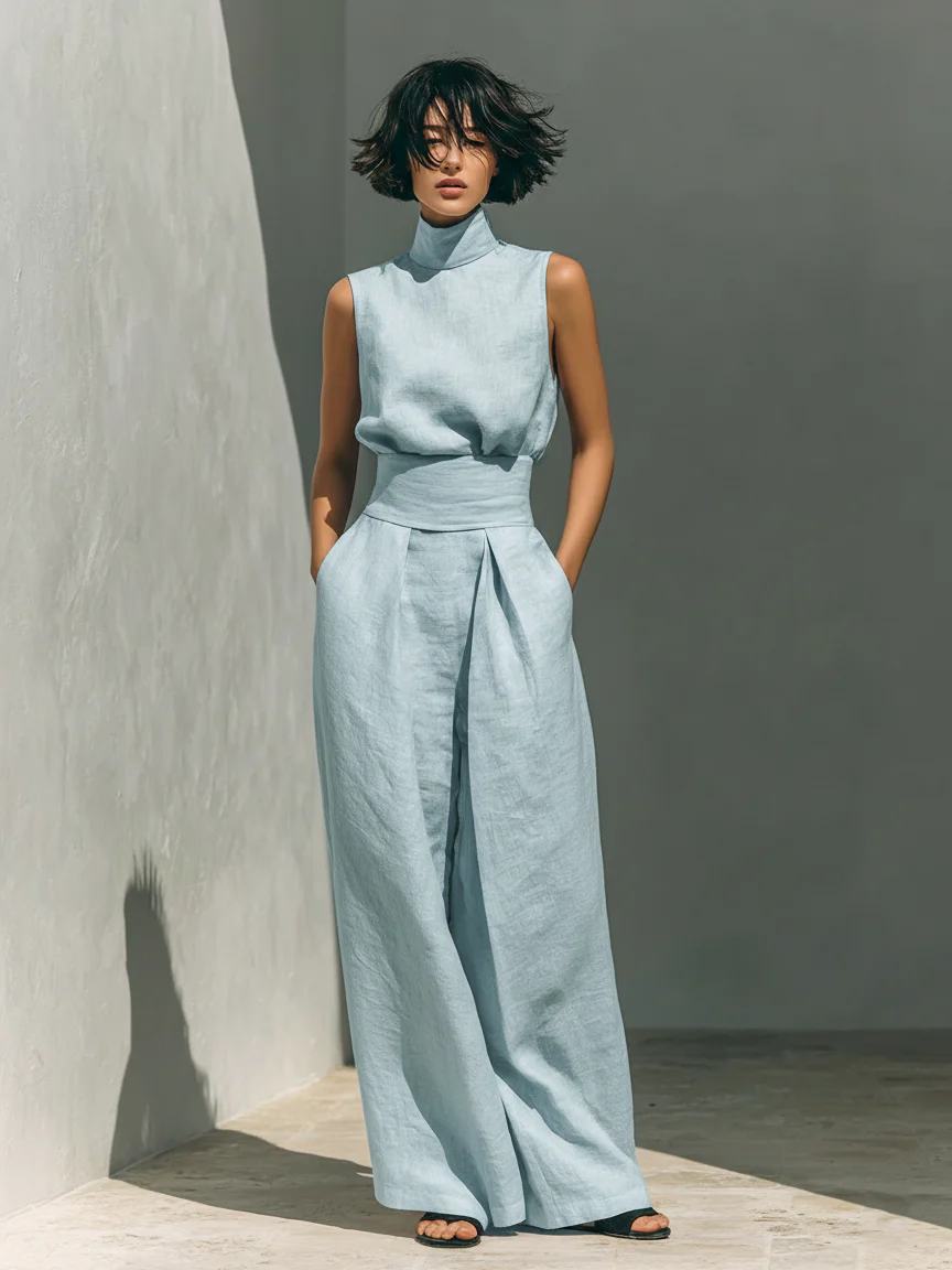 Nuria | Minimalist Sleeveless Top Set • S1