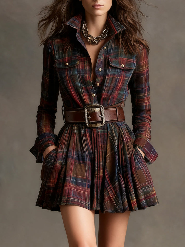 Bárbara | Short Plaid Shirt Dress