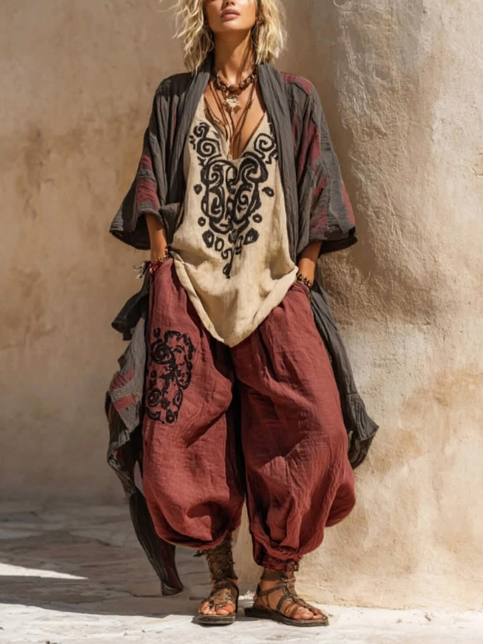 Ornella | Bohemian Artistic Set in Linen and Cotton