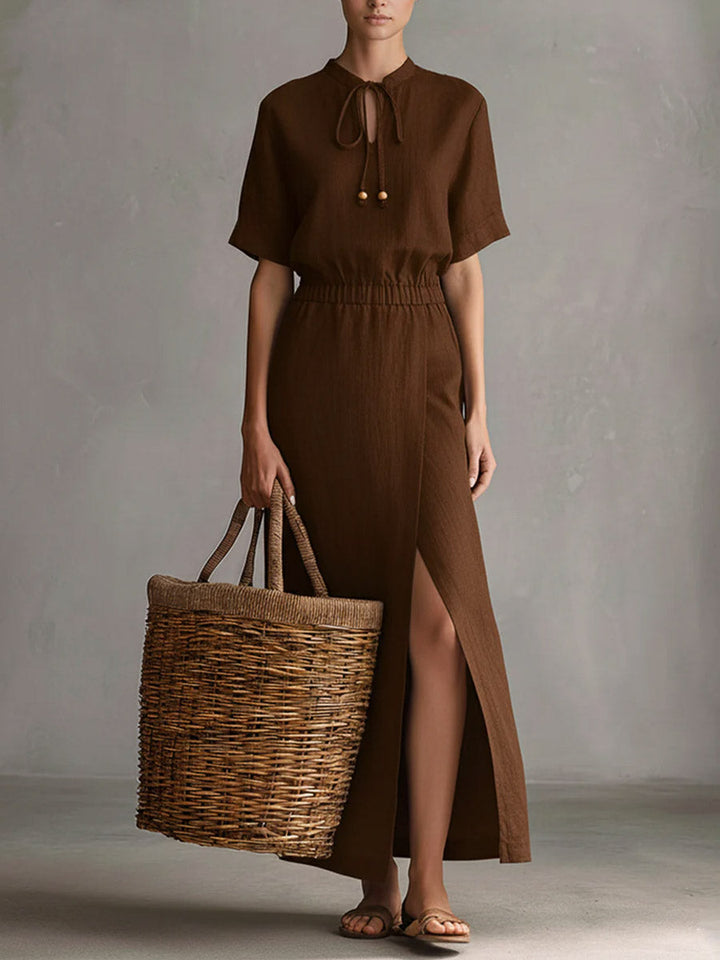Serena | Long dress in linen and cotton with a refined style