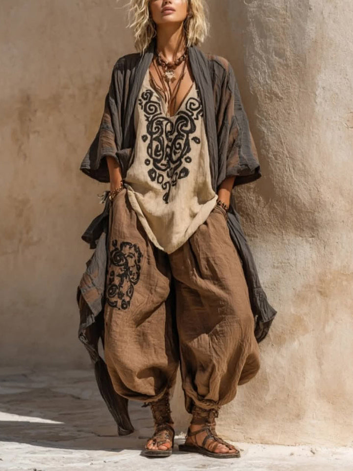 Ornella | Bohemian Artistic Set in Linen and Cotton