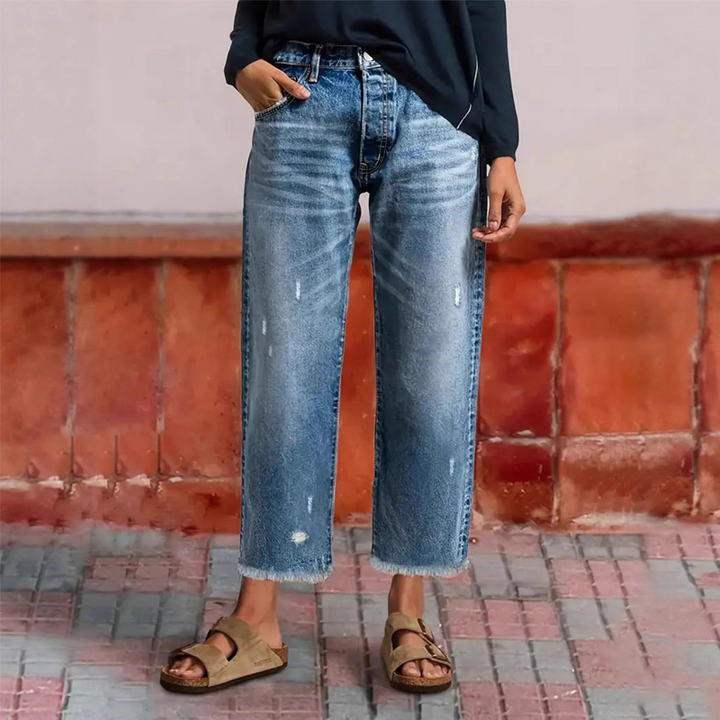 Aberjean™ | Retro Cropped Straight Jeans