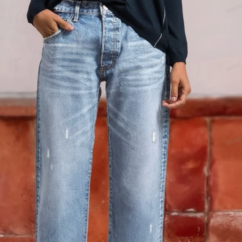 Aberjean™ | Retro Cropped Straight Jeans