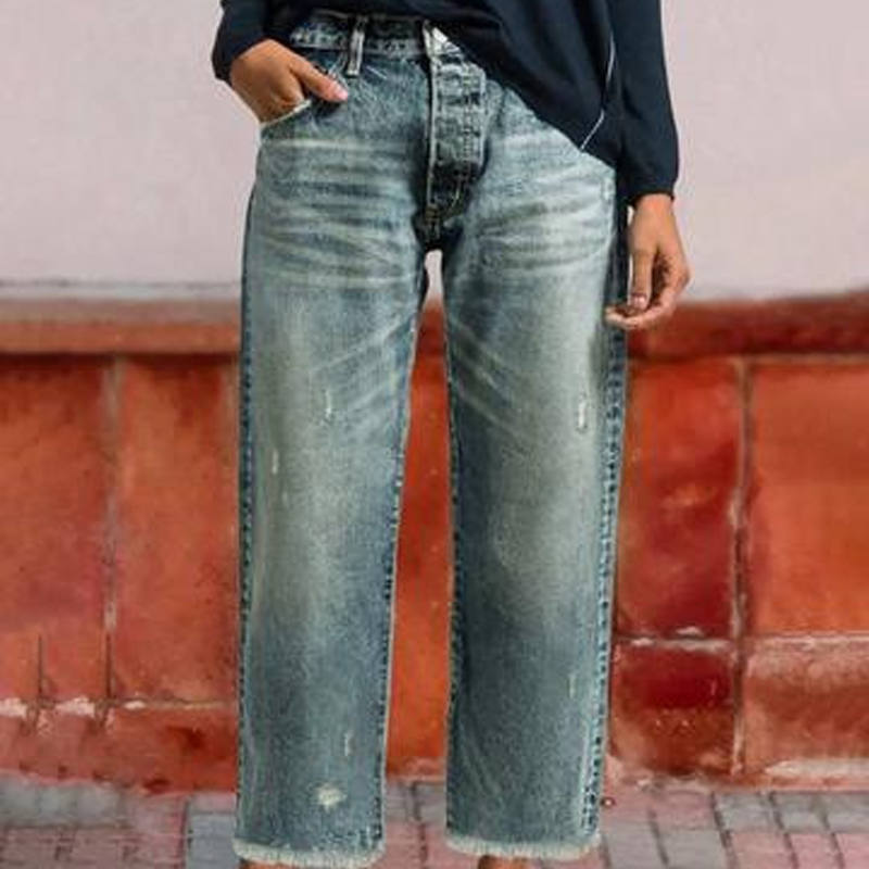 Aberjean™ | Retro Cropped Straight Jeans