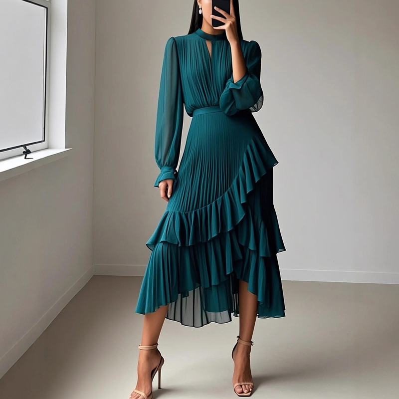 Anna – Pleated Midi Dress