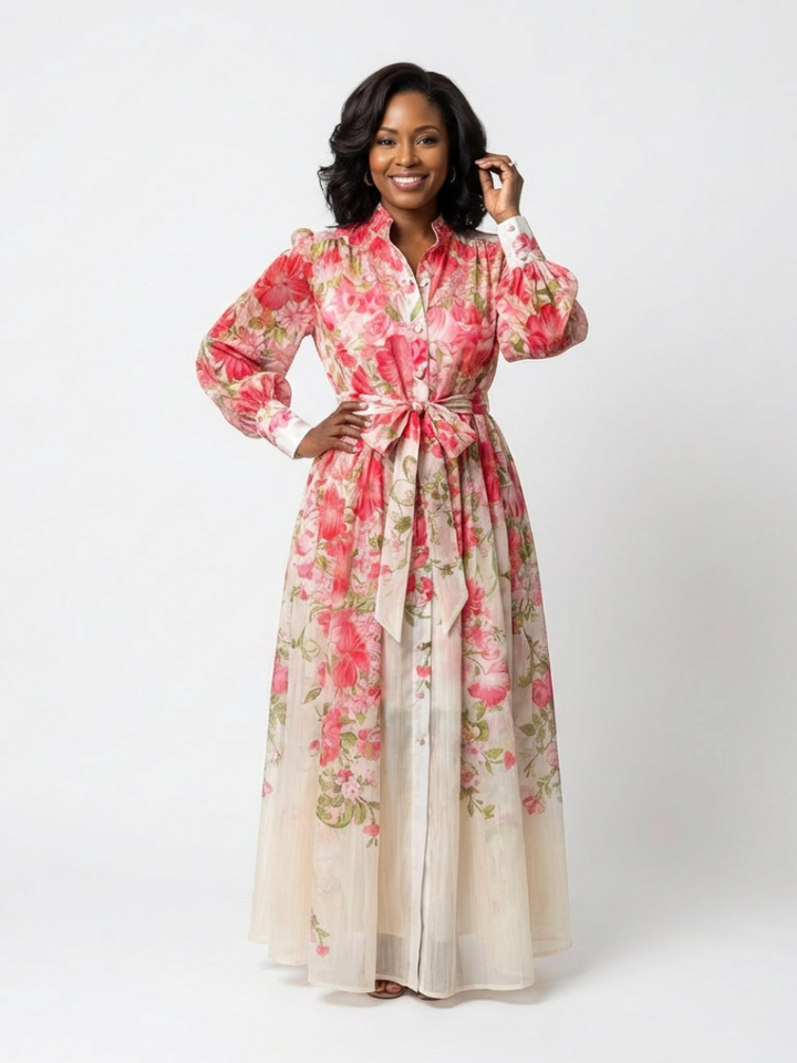 Cressida - Floral Sheer Long Sleeve Maxi Dress