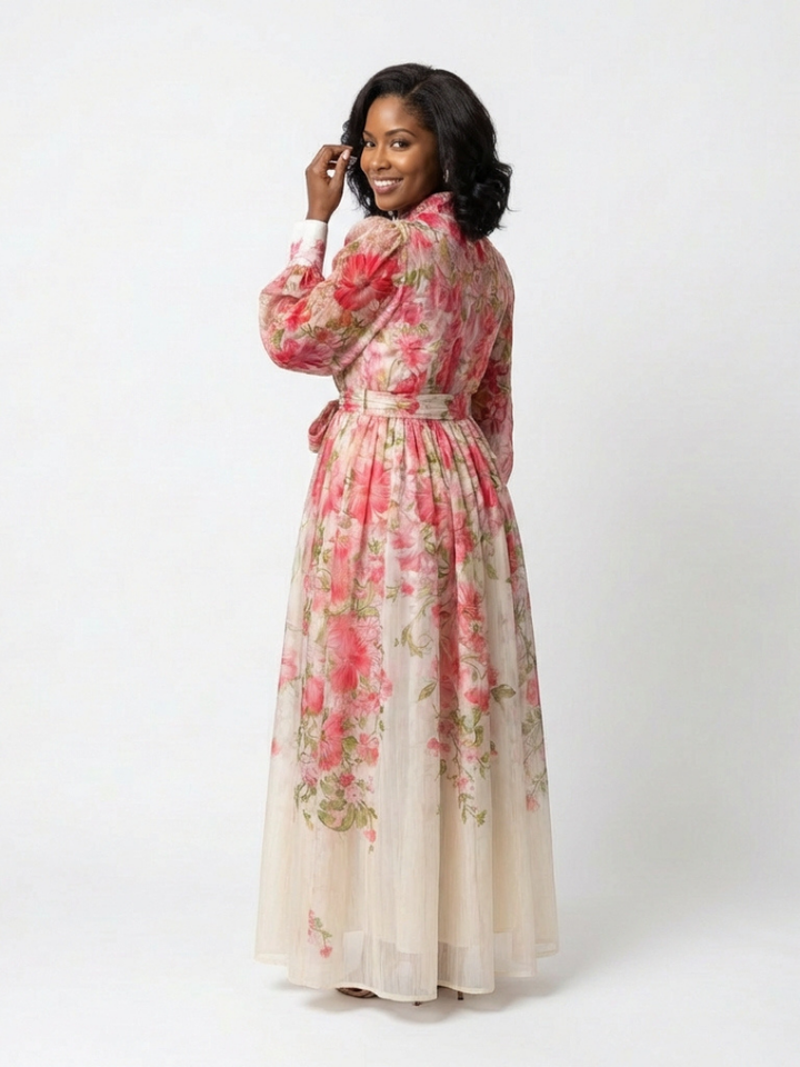 Cressida - Floral Sheer Long Sleeve Maxi Dress