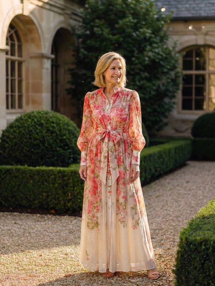 Cressida - Floral Sheer Long Sleeve Maxi Dress